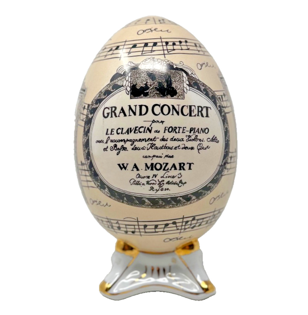 Baum Bros Mozart Grand Concert Music Score Collectible Egg Porcelain 9.5"